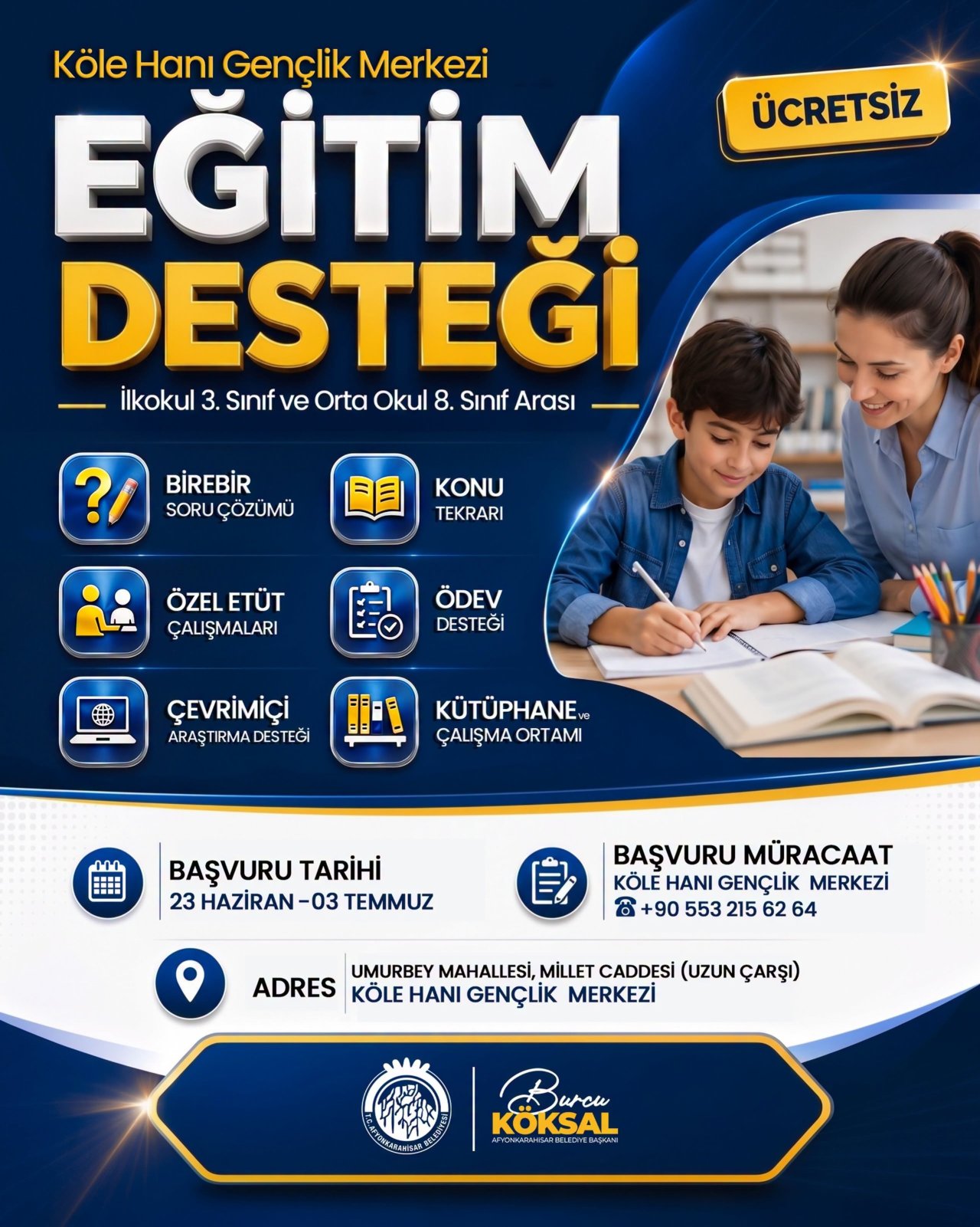 Afyonkarahisar Belediyesi’nden Öğrencilere Ücretsiz Eğitim Desteği
