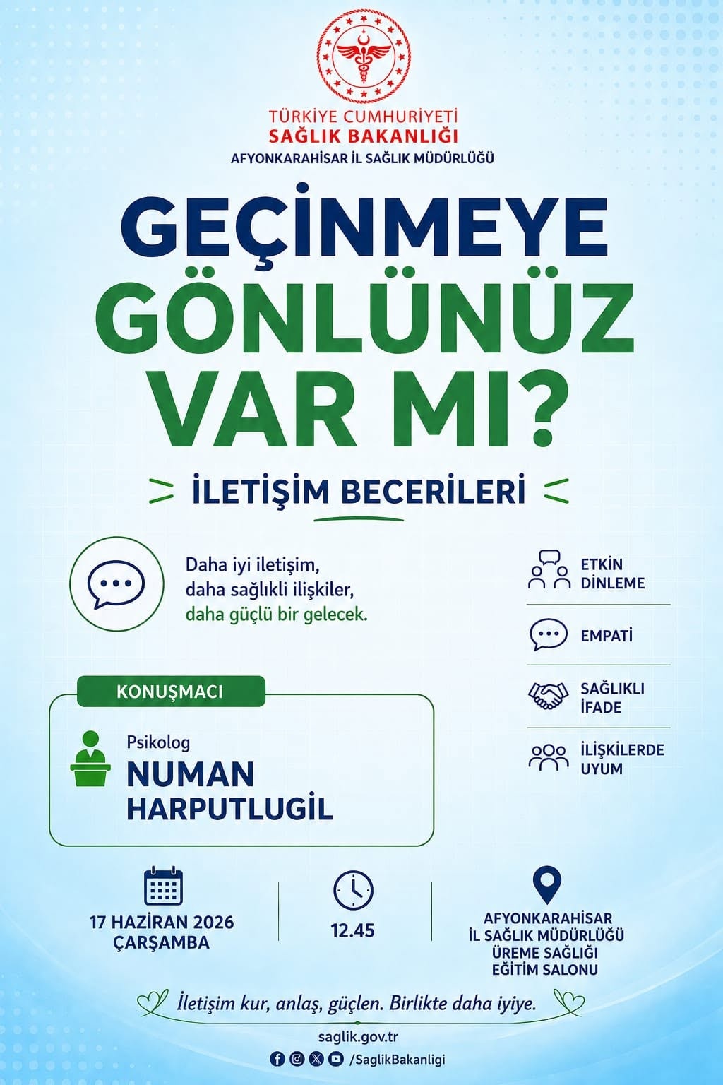 Afyonkarahisar İl Sağlık Müdürlüğü’nden “İletişim Becerileri” Söyleşisi