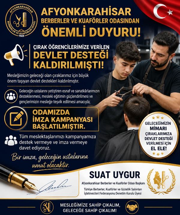 Afyonkarahisar’da Berber ve Kuaförlerden Büyük İmza Hareketi!