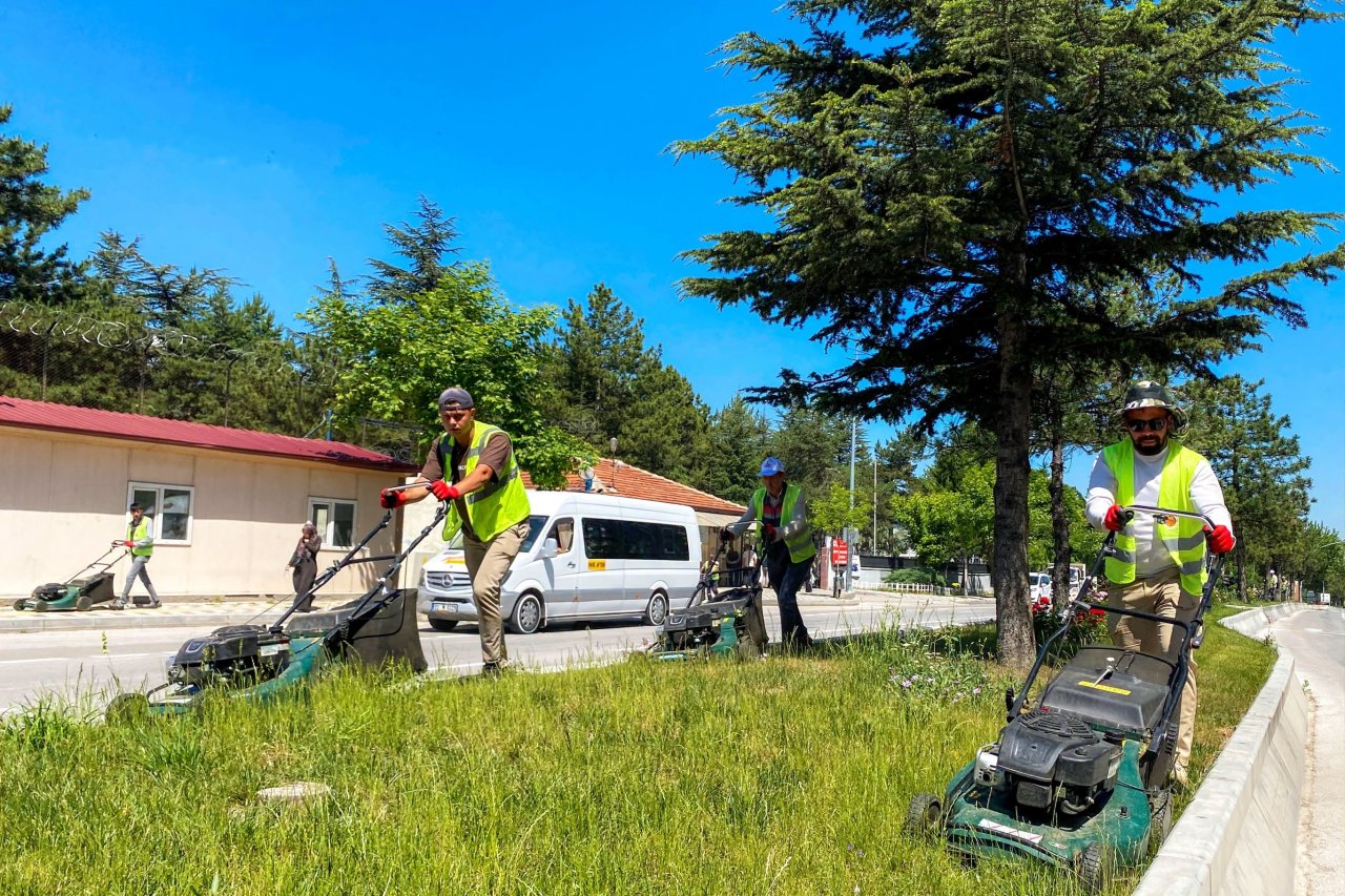 Afyonkarahisar’da Yeşil Alanlar İçin Yoğun Mesai: Çim Biçme Ve Ot Temizliği Sürüyor