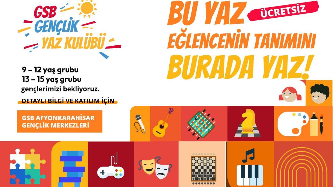 Afyonkarahisar’da Ücretsiz GSB Gençlik Yaz Kulübü Programları Başlıyor