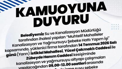 Afyonkarahisar Belediyesi'nden İstiklal Mahallesi İçin Su Kesintisi Uyarısı