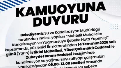 Afyonkarahisar Belediyesi'nden İstiklal Mahallesi İçin Su Kesintisi Uyarısı