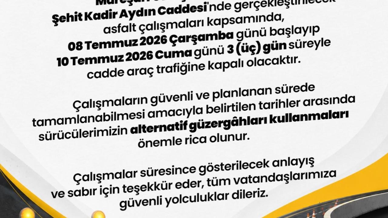 Afyonkarahisar’da Sürücülerin Dikkatine O Cadde 3 Gün Trafiğe Kapatılıyor